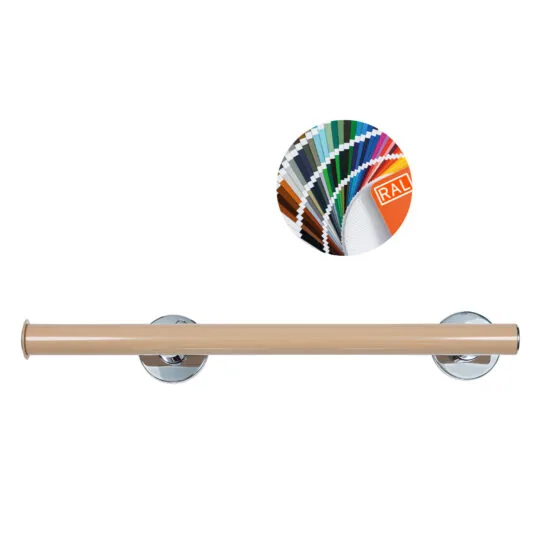 Pito-tukikahva, WC-paperitelineellä Deluxe, INOX, RAL1013, koot: L 53, 63 cm
